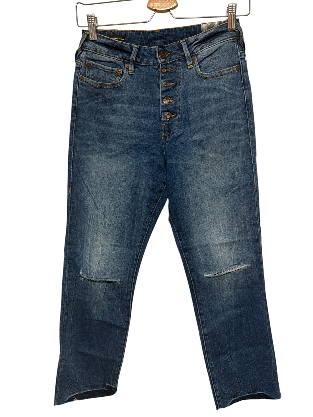 TRUE RELIGION Starr High Rise Cropped Straight Button Fly Jeans Sz 27